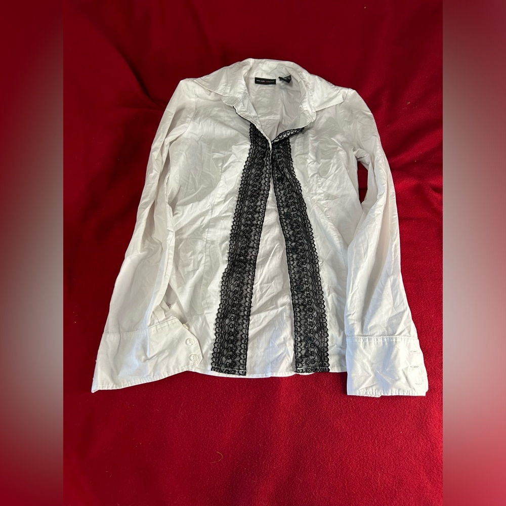 White dress shirt with black lace